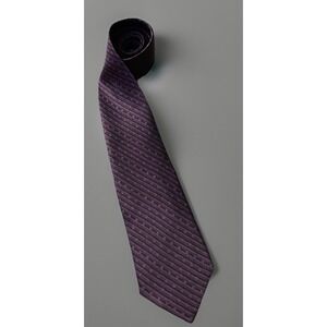 Via Europa Neckwear Tie Purple Black Diagonal Striped AOP 100% Silk JBHS